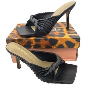 LEMONADE Reese square toe twist front black slip on heels women’s Size 7.5